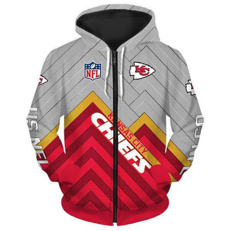 Herren Damen NFL Kapuzen-Reißverschluss-Sweatshirt Digitaldruck Lockerer Schnitt Freizeit-Sportbekleidung Alles