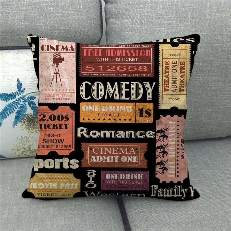 Home Decor Movie Themed Clapperboard Pattern Pillowcase Pattern Cushion Cover Suitable for Sofa Bedroom Car Pillow Cover