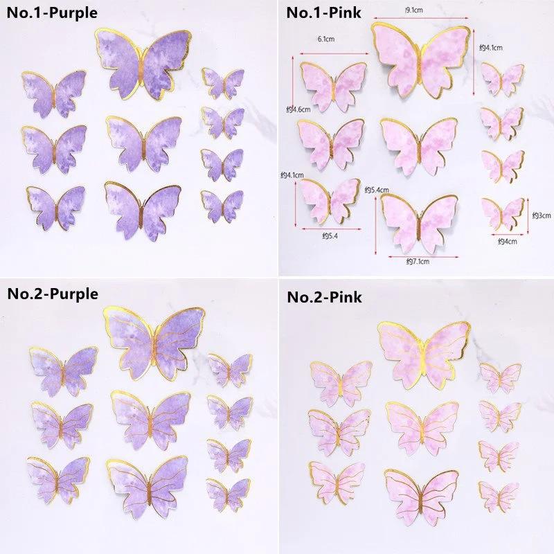 

Cake Decoration Purple Pink Butterflies Cup Cake Dessert Decor Paper Butterfly 01 рожевий