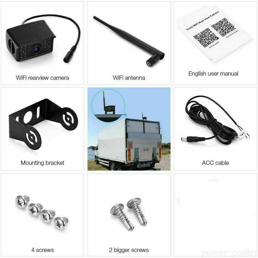 1296P Wireless Heavy Duty WIFI Reversing Parking Camera with 18 IR LEDs Night Vision IP69 Waterproof