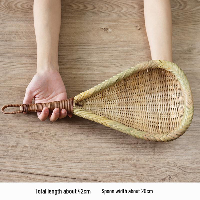 

Handmade Bamboo Woven Colander & Sieve Set for Kitchen – Includes Draining Basket, Rice Washing Basket, Spoon, and Ladle