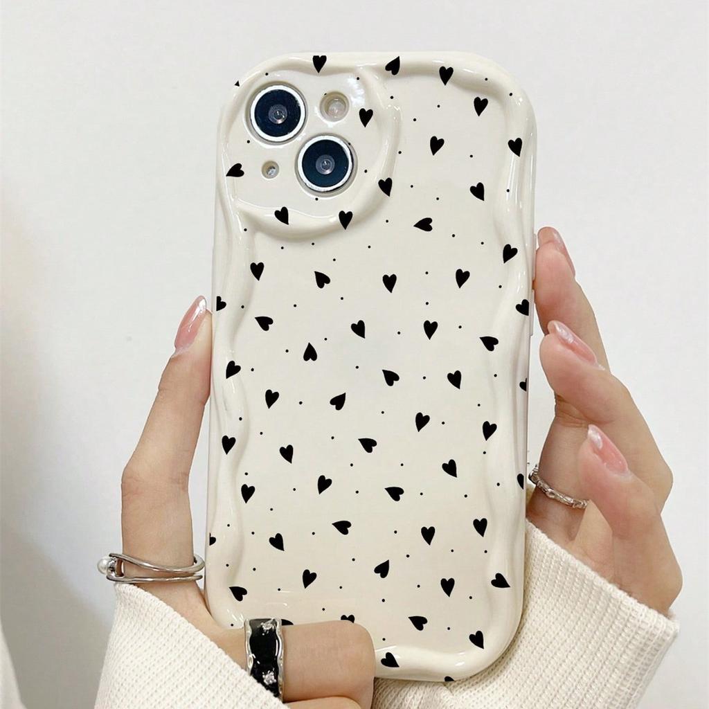 Gradient INS Love Heart Wavy Phone Case For IPhone 17 16 15 17 Pro Max 14 11 13 12 Plus IPhone17 Air Clear Soft Silicone Cover