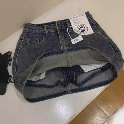 2024 Damen-Jeansrock im amerikanischen Retro-Stil in A-Linie – elastisch, schmale Passform, Anti-Exposure-Design für den Sommer