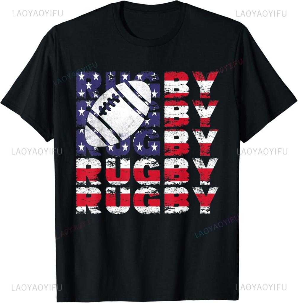 Vintage Rugby Player Sports Retro Men Boys Soccer T-Shirt Cute Print Cartoon TShirt Men Women Fashion Tee Creativity Short-sleev