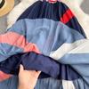 Women Fashion Knitting Sweater Patchwork Dress Short Sleeve Summer Casual Vacation Holiday Midi Sundress