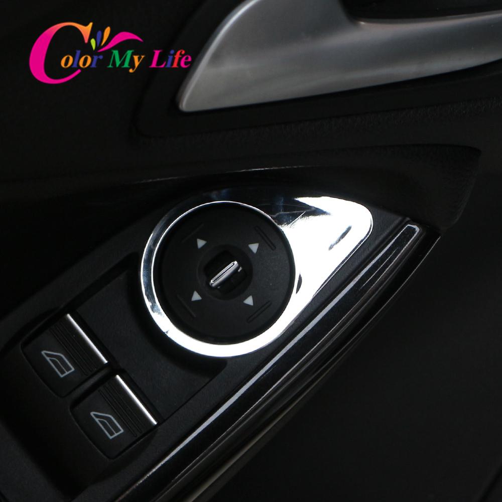 Color My Life ABS Chrome Rearview Mirror Adjustment Knob Panel Cover Trim for Ford Focus 3 4 MK3 MK4 2012 - 2018