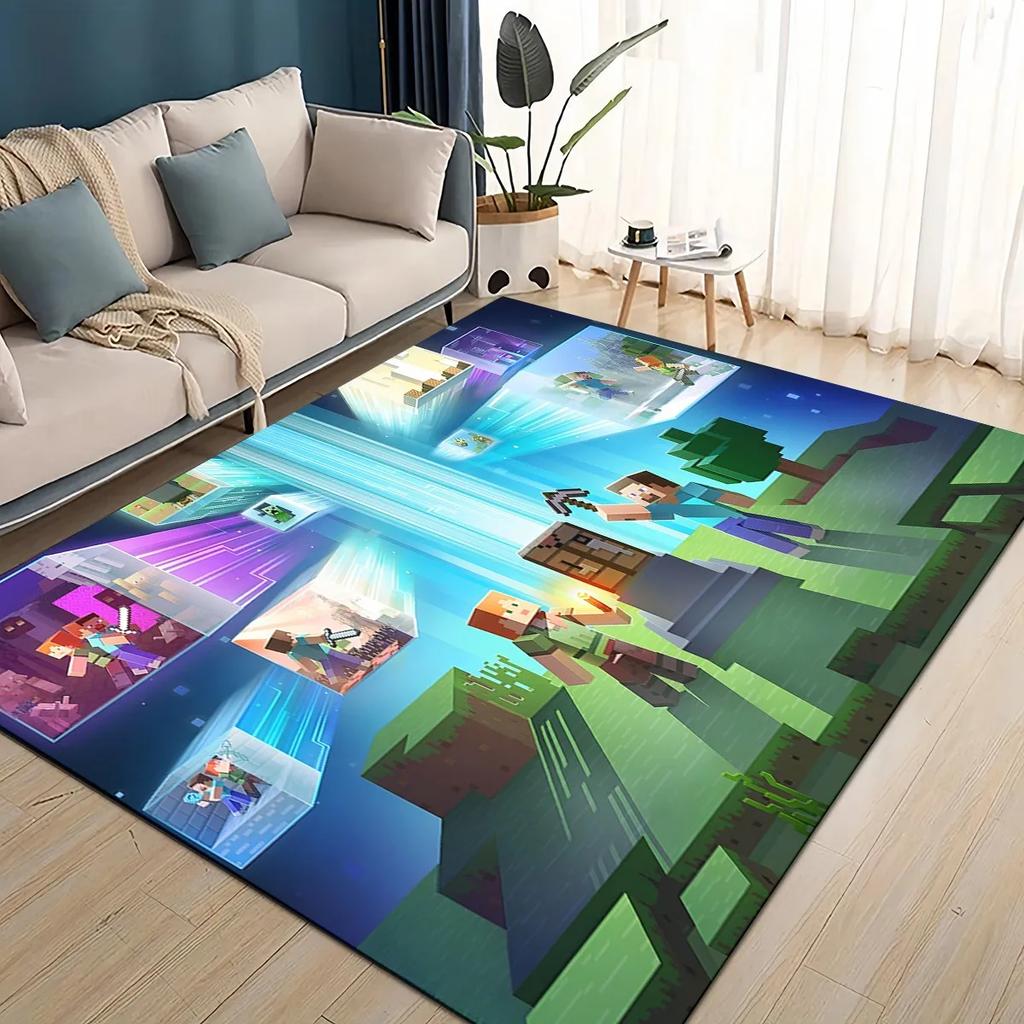 3D S-Sandbox Game  Cartoon Area Rug Large,Carpet Rug for Living Room Bedroom Sofa Doormat Decoration,kid Play Non-slip Floor Mat