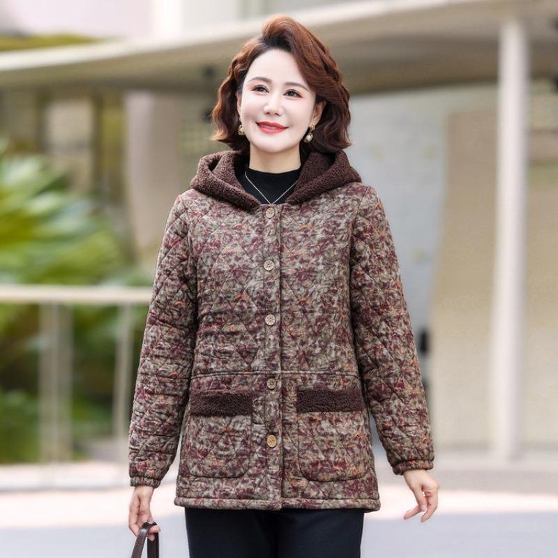 

Winter new cotton-padded clothes, fleece jackets, thickened hooded cotton-padded jackets, warm cotton-padded clothes for women 5XL [Recommended 150-80 kg]