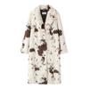 European & American Style Women's Animal Print Faux Fur Coat Outerwear Set