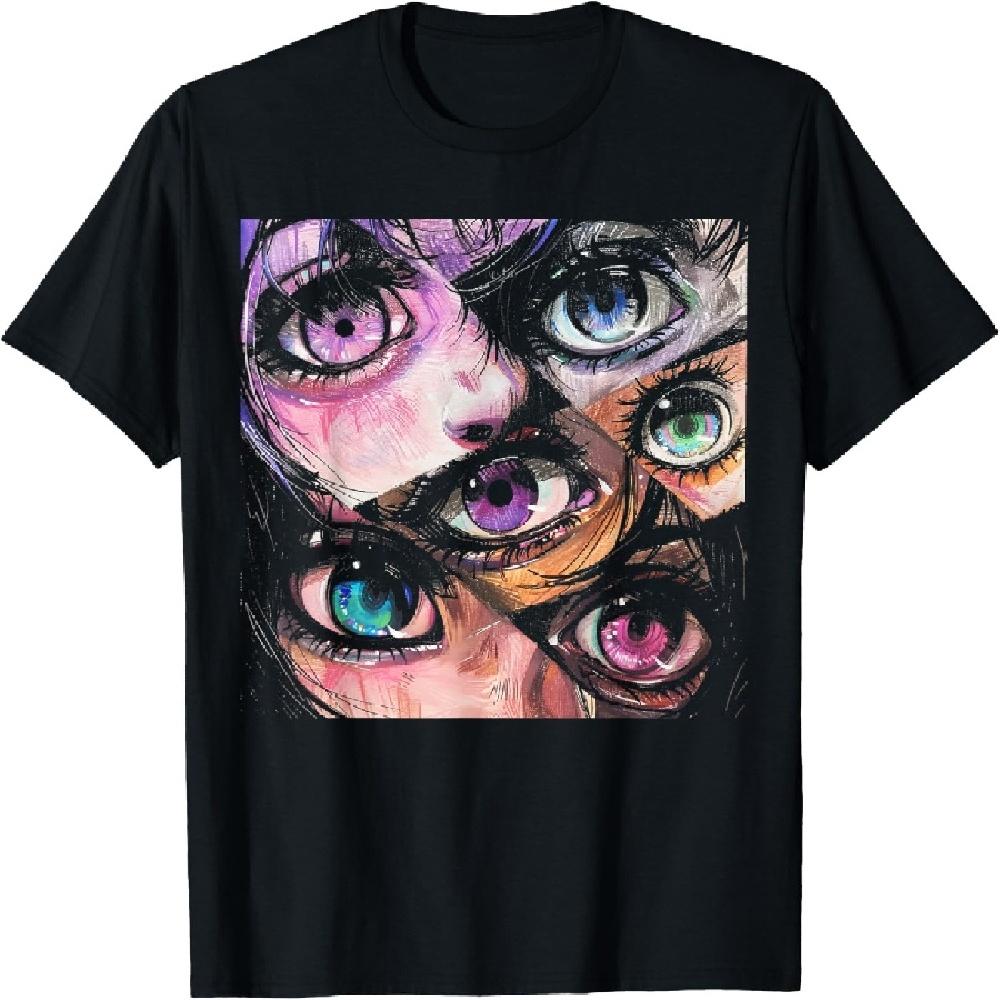 

Anime Eyes Art Otaku Pastel Waifu Pink Grunge Alt Aesthetic T-Shirt XXXXXL чорний