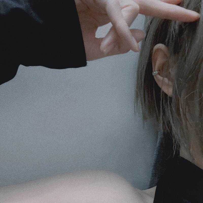 Dark Style Irregular Ear Bone Clip in S925 Silver - Trendy, No Piercing Needed