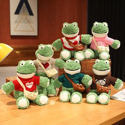 36 cm Kawaii Plüsch Lächeln Frosch Plüsch Spielzeug Schöne Trägt Kleidung Frosch Plushie Puppen Flauschigen Tier Kissen Kinder Baby Weihnachten Geschenk