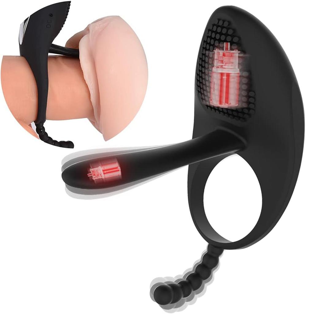 Vibrierender Penisring mit Zunge, Klitorisstimulator, Penisring, tragbarer Vibrator mit 7 Vibrationsmustern, Dual-Motor, Erektionen dauern länger und härter