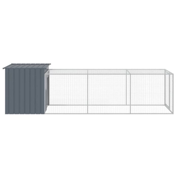 VidaXL Chicken Coop with Run Anthracite 110x405x110 Cm Galvanized Steel 3189089