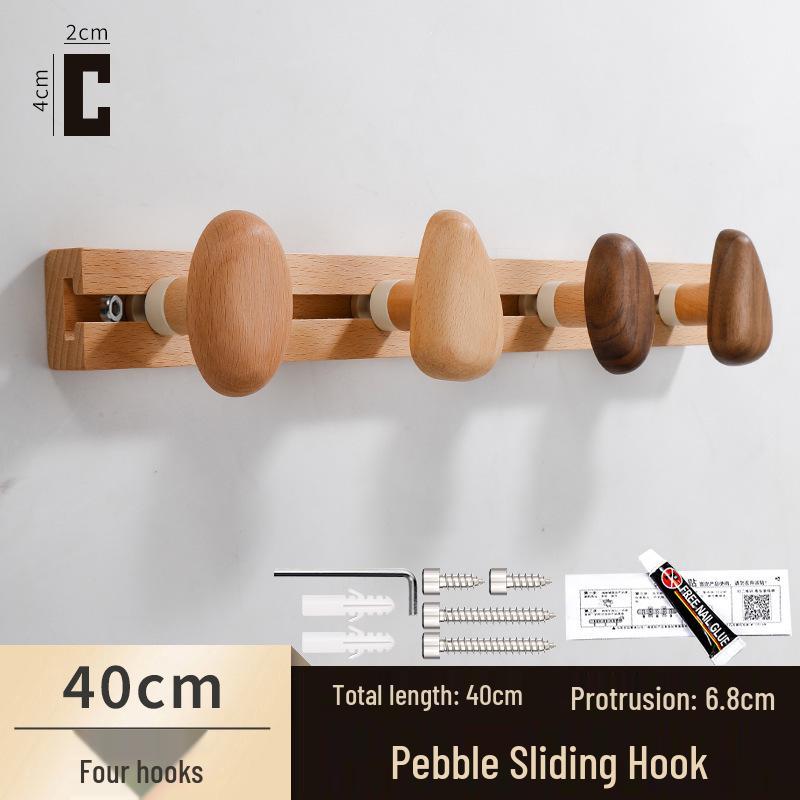 Solid Wood No-Punch Wall-Mounted Coat Hook