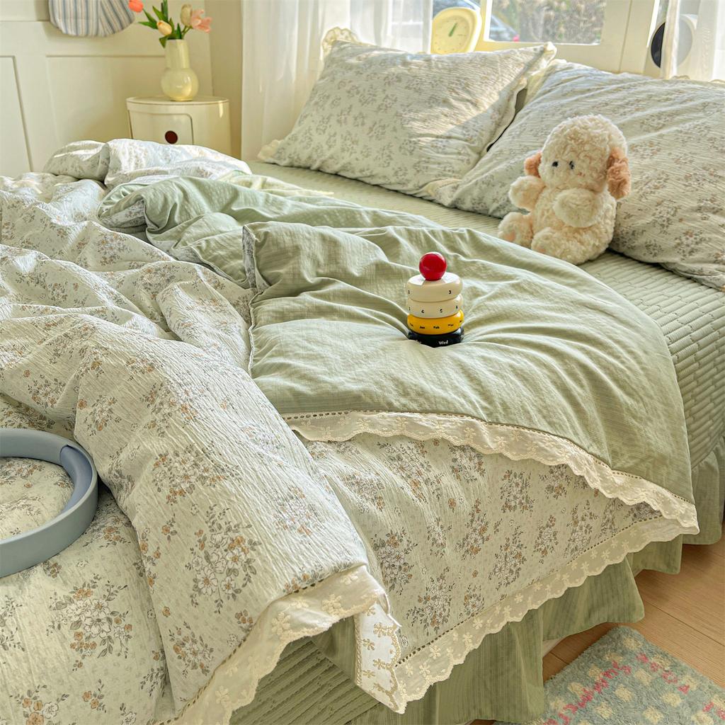 2026 New Cloud Feeling Puff Cotton Small Fresh Lace Bed Cover Bed Sheet Style Summer Quilt - Summer