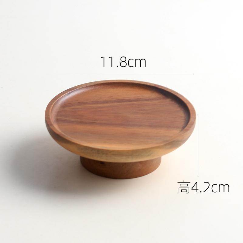 High Footed Dessert Plate Cake Stand Wooden Snack Plate Dim Sum Dish Fruit Bowl Dried Fruit Plates Candy Tray Bread Plates