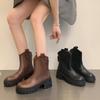 Modne grube podeszwy Nowe Zimowe 2024 Wysokiej Jakości Damskie Buty Okrągły Zamek Błyskawiczny Moda Swobodne Wygodne Buty Botines Mujer