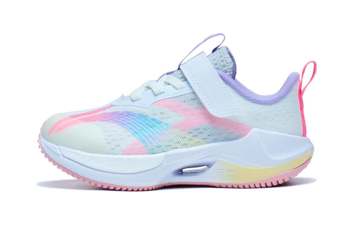 Li Ning Slip Resistant Abrasion Resistant Low top Running Shoes White Pink Children Aged 3 7 Years Old YKNT052-8 25