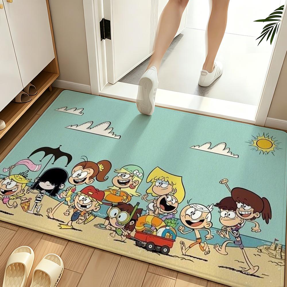 Cartoon T-The L-Loud H-House Floor Mat Soft Flannel Floor Mat Suitable for Entryways, Living Rooms, Bedrooms, and Bathrooms