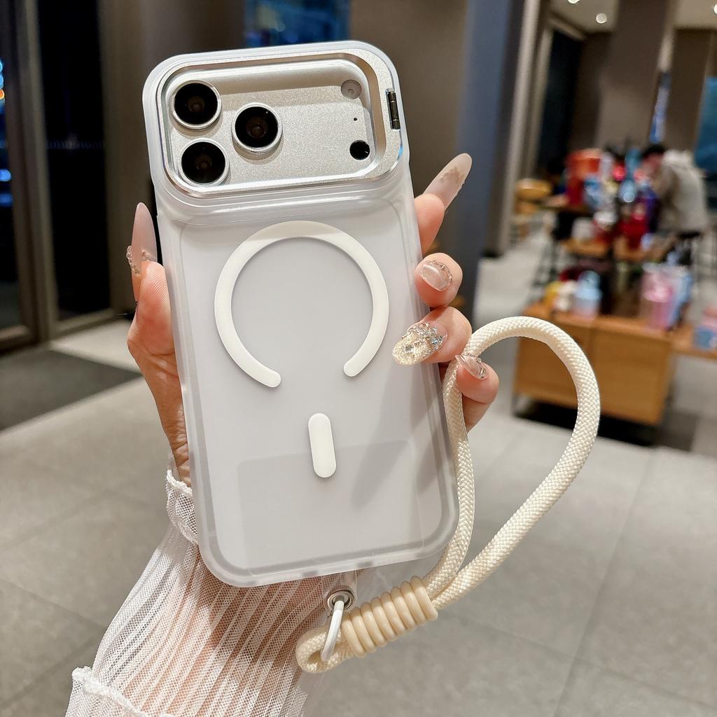 Skin-sensitive Lens Holder, Suitable for iPhone17PRO Magnetic Mobile Phone Case with Lanyard, Anti-drop Apple 16/15 Hard Case.