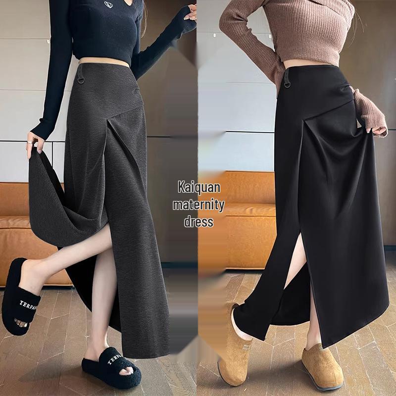 High-Waisted Drapey A-Line Maternity Fishtail Skirt for Spring/Summer 2XL