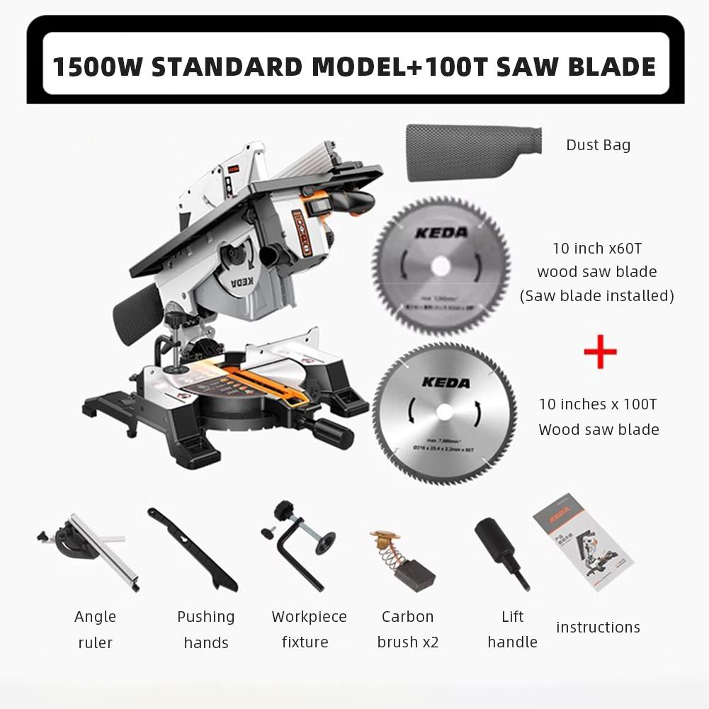 1500W 220V Electric Compound Saw 10 Inch Miter Saw 45 Degree High Power Woodworking Cutting Machine Aluminum Saw Machine