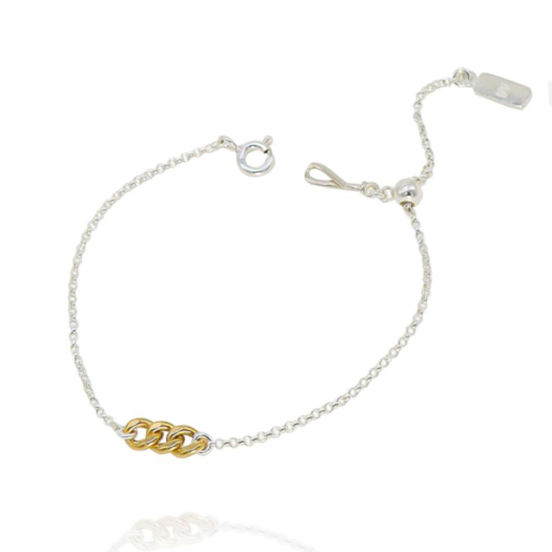 UNI.J Two-tone Point Chain Silver anklet Iak40 [Silver]