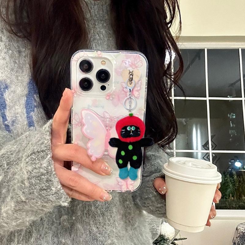 Fashion Plush Boots Cat Charm Keychains Ornament Lovely Women Car Keyring Backpack Handbag Charm Pendant Key Holder