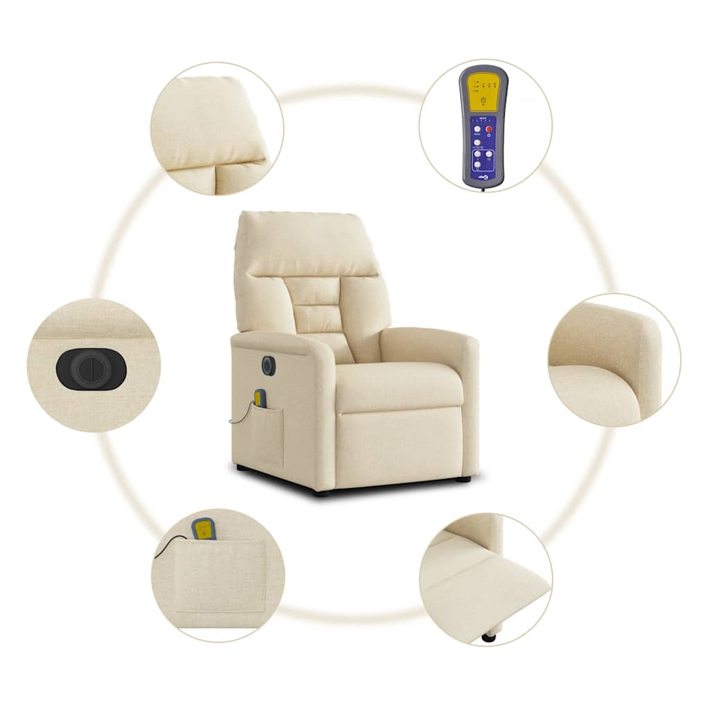 Electric Massage Chair Cream Fabric