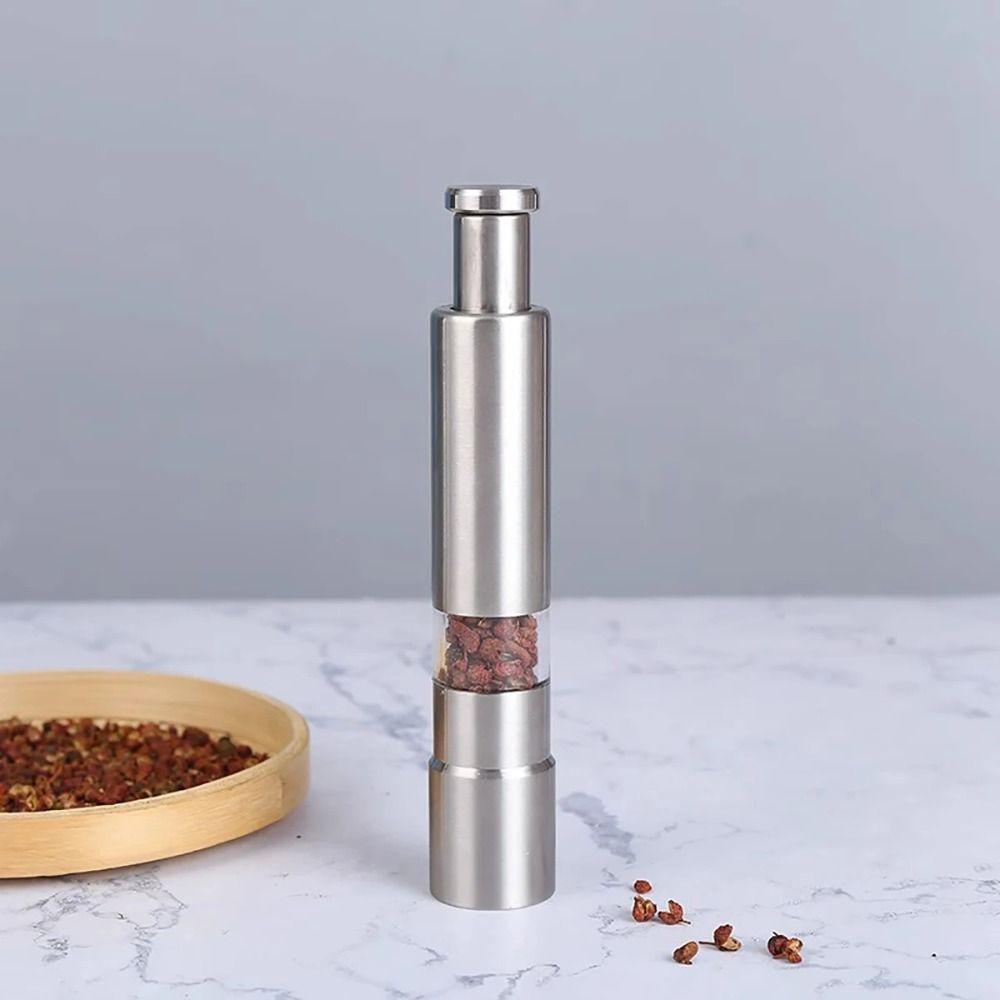 Stainless Steel Pepper Grinder Thumb Push Button Spice Grinder Thumb Push Grinder  Household Use