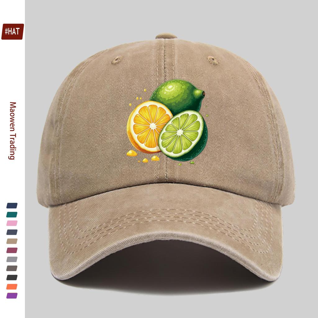 pc Vibrant Citrus Fruit Illustration Printed Baseball Cap Fashionable Summer Printed Trucker Sun Hat Comfortable Lightweight