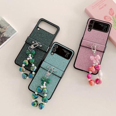 Glitter Crossbody Bag Pouzdro na telefon pro Samsung Galaxy Z Flip 4 3 Flip4 Flip3 5G/oppo Find N2 Flip Pouzdro na rameno Náhrdelník Pásek Kožený kryt