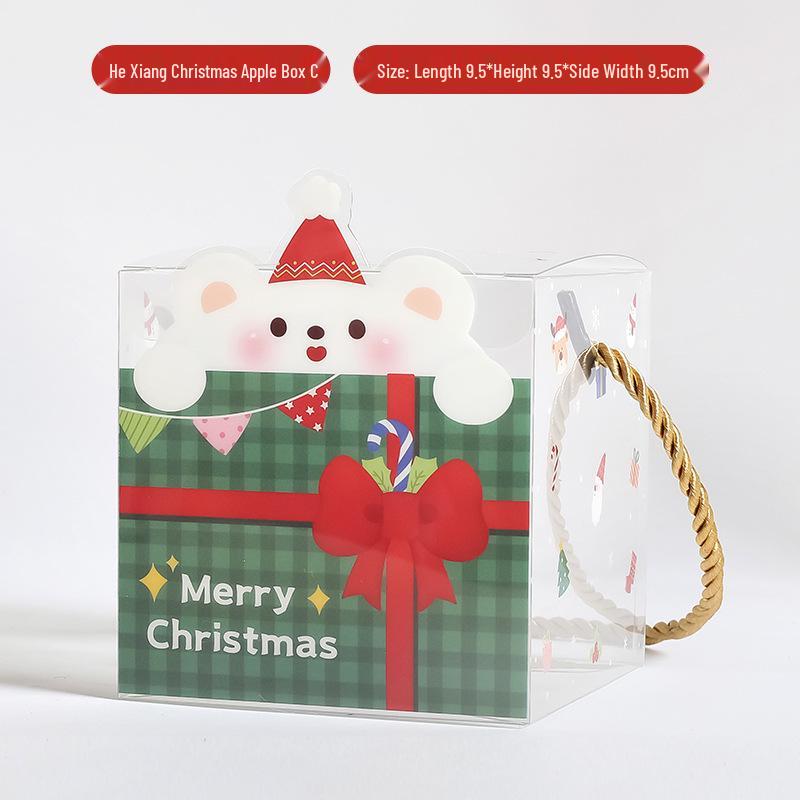 3D Christmas Eve Apple Box - Cartoon Transparent Gift Packaging