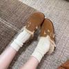 Fashion New Women Slippers Fur Flats Short Plush Mules Shoes Women Fashion Buckle Soft Sole Cotton Shoes Suede Home Warm Slippers Mules
