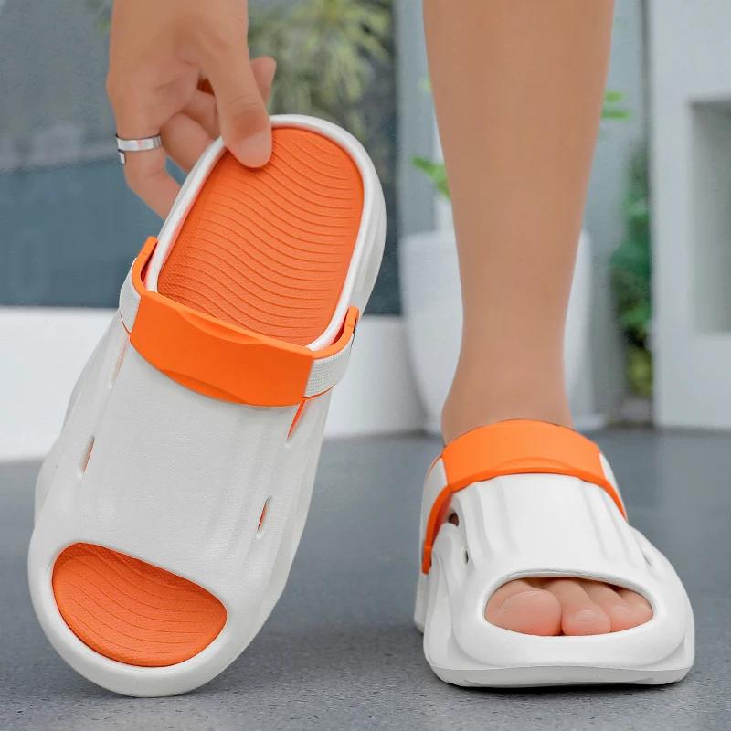 Fashion Casual Thick Bottom Slip-On Slippers Breathable Anti-Slip Summer New Style for Couples Outdoor Wear Comfortable EVA Material