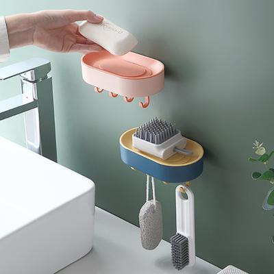 Punching-free Bathroom Soap Box Drain Hanging Soap Box Soap Storage Rack Bathroom Multifunctional Rack With Hook