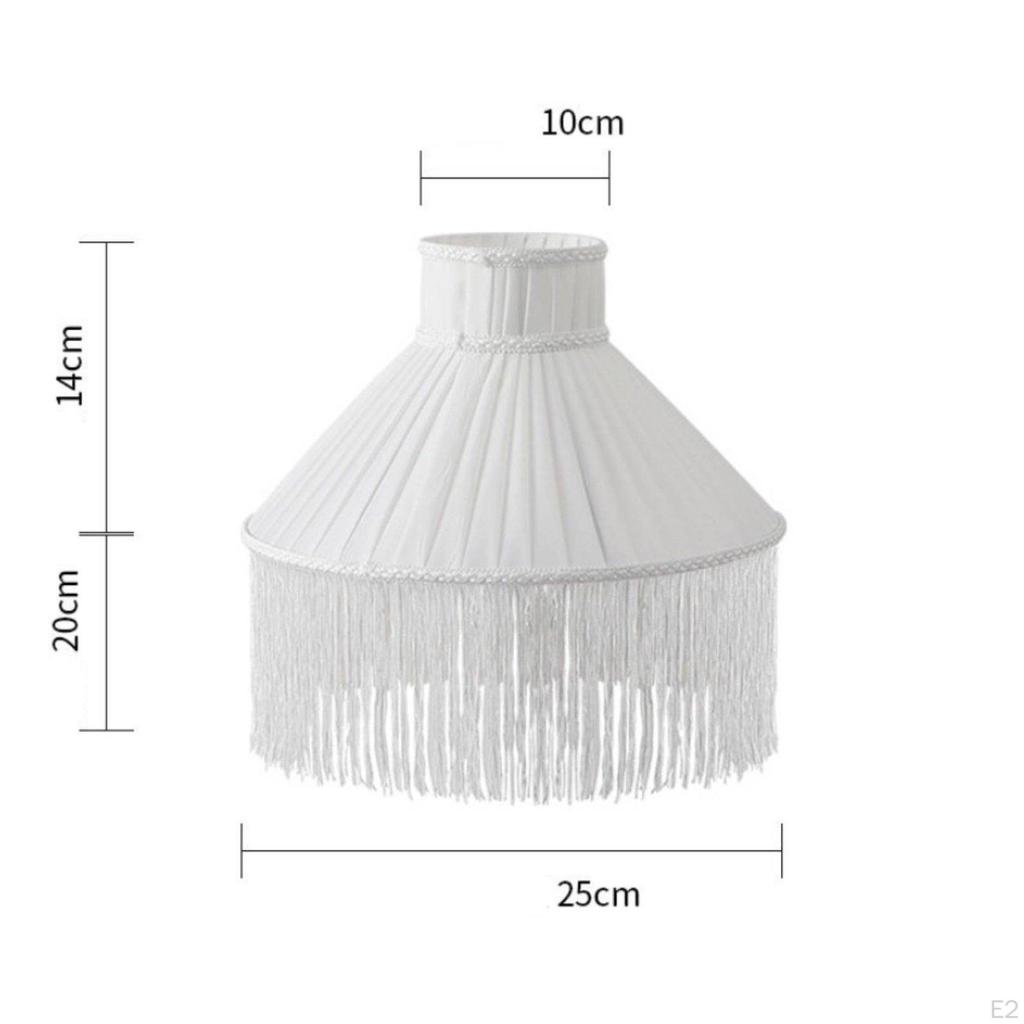Textile Lampshade with Tassels Replacement Vintage Style Lamp Cover for Bedroom, Living