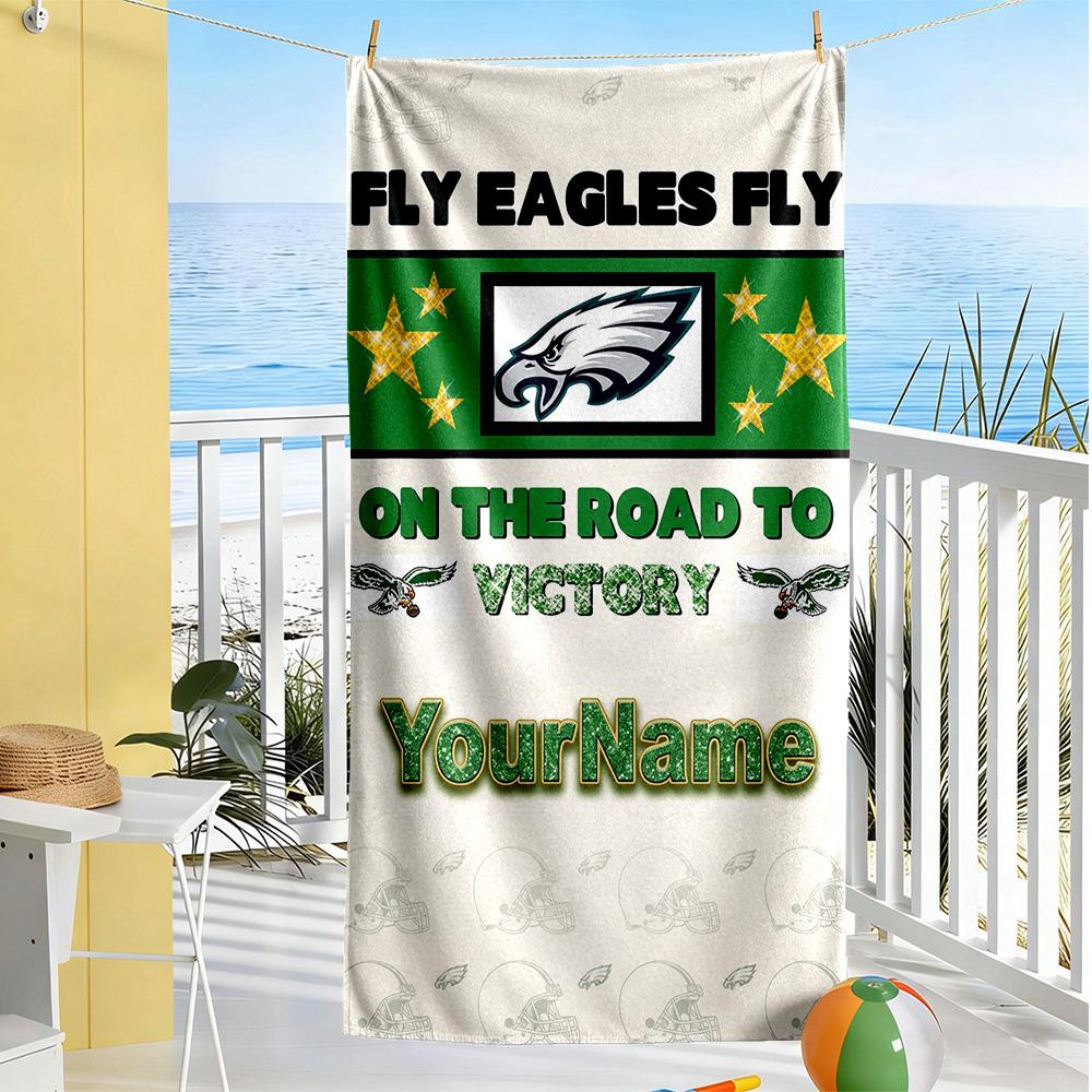 Philadelphia Eagles Customize Text Beach Towel Soft Durable Quickdry Suitable For Sports Travel Swimming Yoga Bathroom Beach And Pool