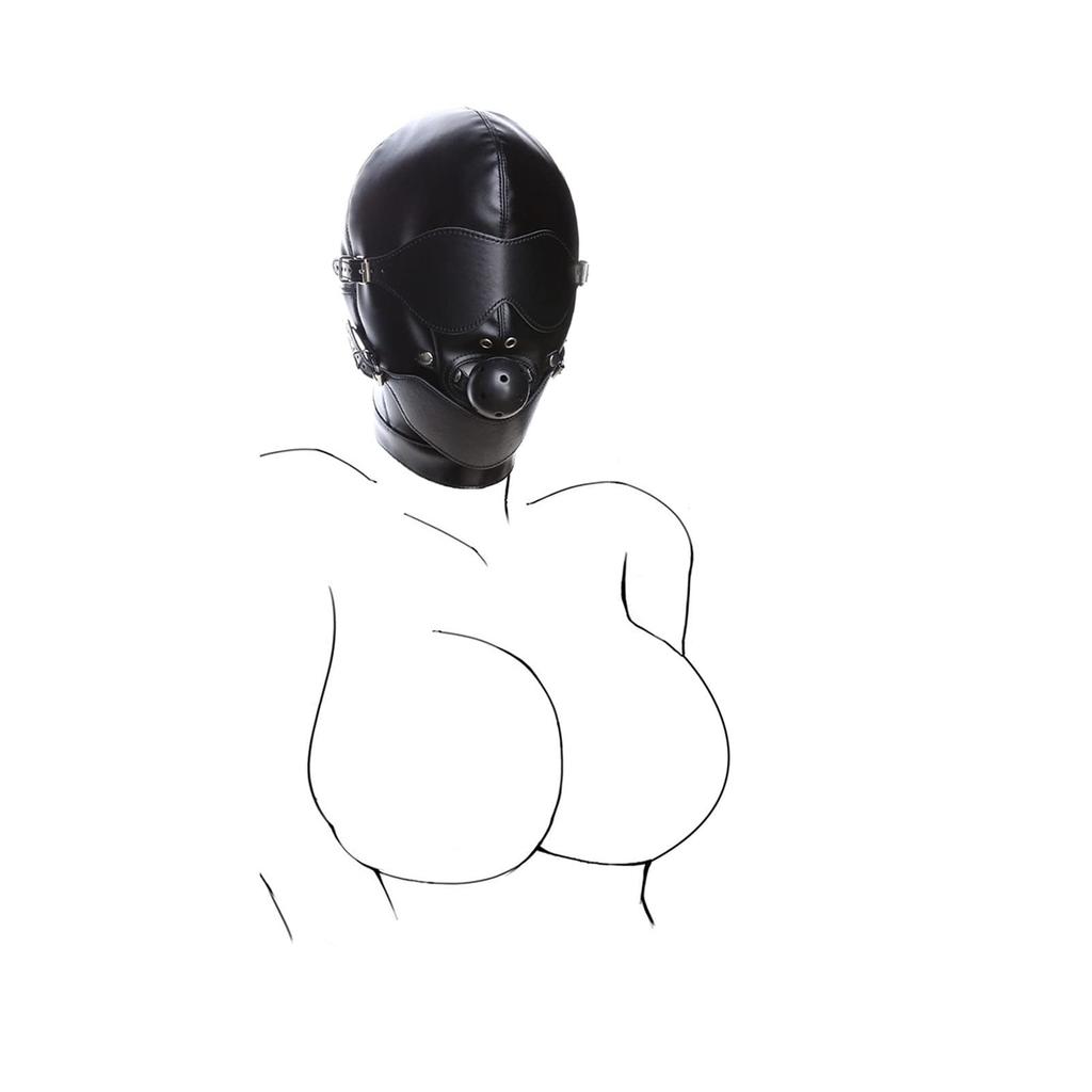 SM Restraint Mask with Adjustable Blindfold and Gag for SM Play and Adult Party Costume [ForstST] Headgear, Opening, Confinement, Restraints,