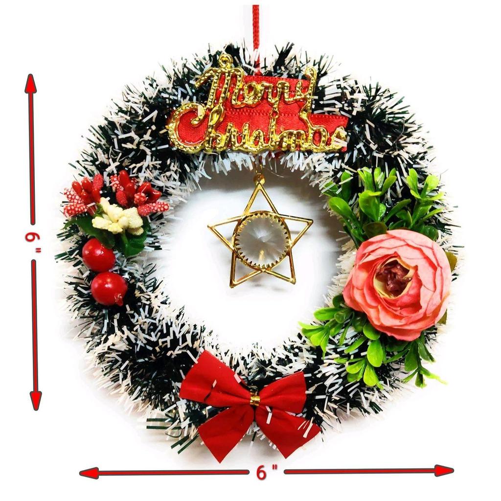 India Designer Christmas Wreath (Black Pine, 6 Inch Diameter)