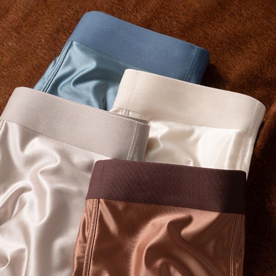 Men Boxer Underwear Elastic Mid-Waist Breathable Slim Fit Shorts Briefs Pure Color U-Convex Design Smooth Fabric Panties Daily Wear