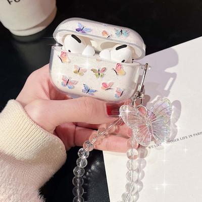 Kolorowe Ins motyl brokat kreskówka piękny śliczny bezprzewodowy futerał na słuchawki Bluetooth do Apple Airpod 2 2nd Pro 3 1 etui z funkcją ładowania