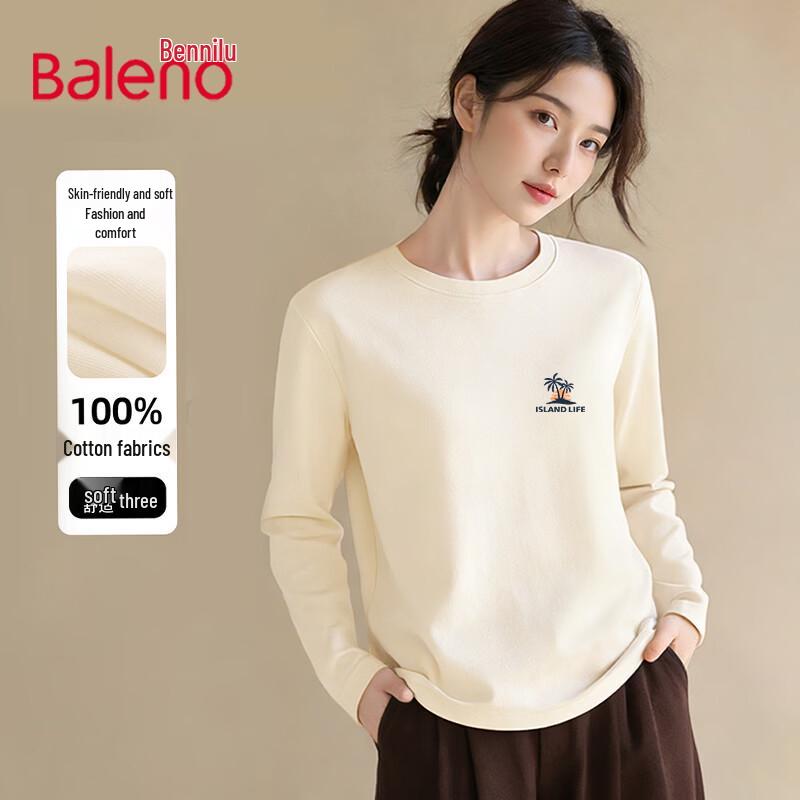 Baleno Women's 100% Cotton Loose Fit Long Sleeve Round Neck T-shirt