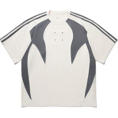 Li Ning X Reignite Striped Spliced Round Neck Pullover Short Sleeve T-Shirt Men T-Shirts Off-White AHSU237-1