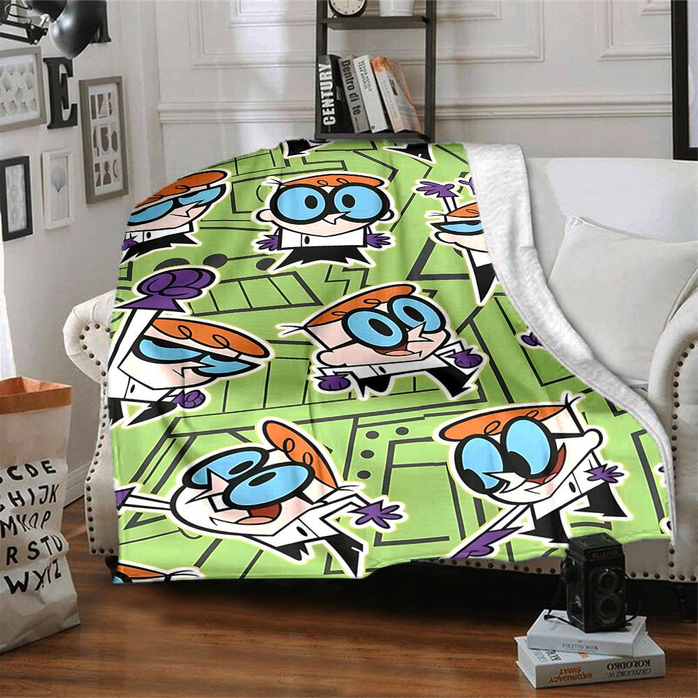 1pc Dexter's Laboratory Cozy Print Blanket Lightweight Warm Flannel Throw Blanket For Sofa, Bed, Living Room