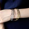 Minimalist Hollow Style 18K Gold Hollow Pattern Adjustable Bracelet Retro Stainless Steel Open Bracelet Jewelry