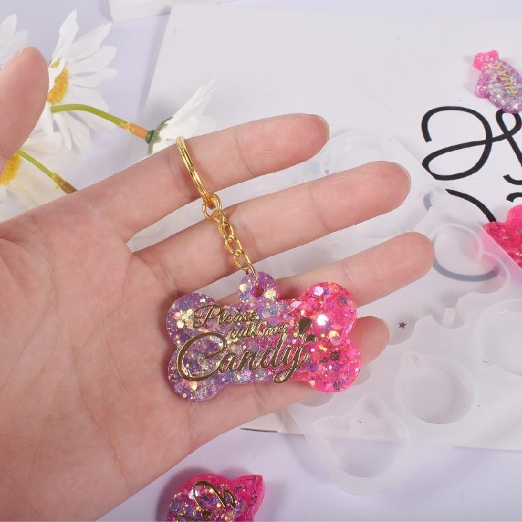 Bone Shaped Tag Silicone Resin Mold Kit with for Key Rings for DIY Crafts Jewelr