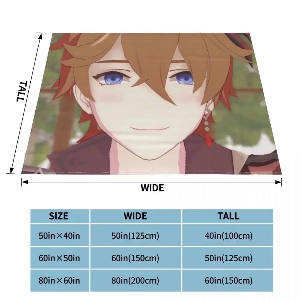 Childe Hutao Tartaglia Genshin Impact Blanket Acg Anime Flannel Funny Warm Throw Blankets for Chair Covering Sofa Autumn/Winter