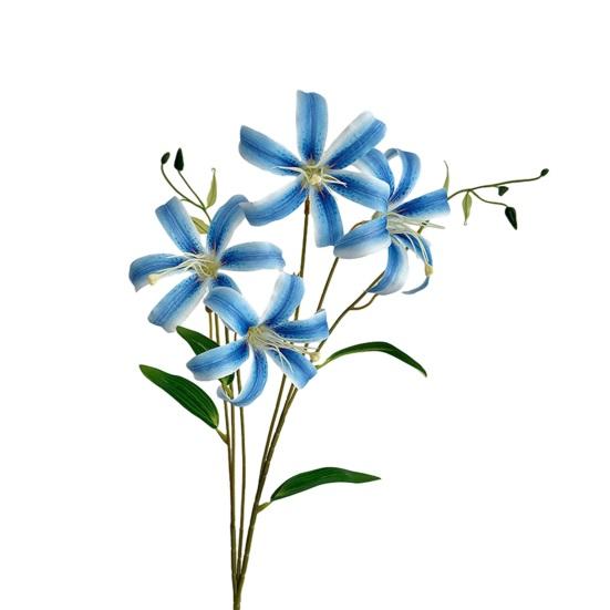 Faux Lily Flower Long Stem Artificial Lily Branch with 4 Bloom Heads And Leaves Real Touch Lilium Flower for Wedding Party Home Decor